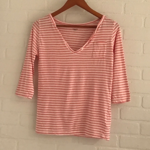 St Johns Bay Women’s Shirt White/Rosie-red Marinière Coastal Stripes Size M - Picture 2 of 9